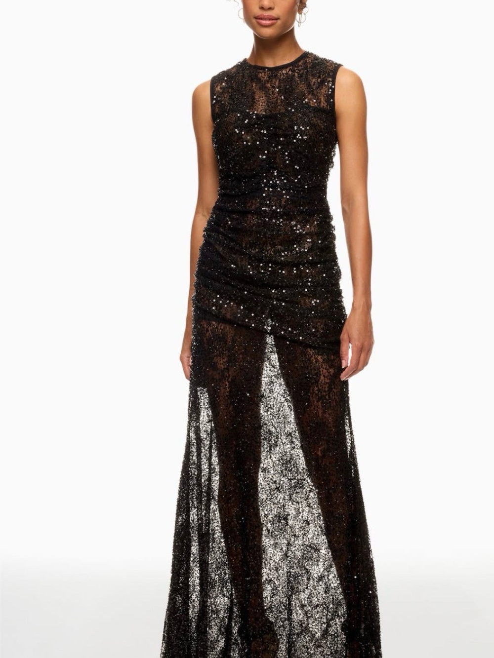 Aknvas Black Sequin Sheer Maxi Dress